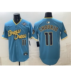 Men Milwaukee Brewers 11 Jackson Chourio Powder Blue 2026 World Series City Connect Limited Stitched Baseball Jersey Men Milwaukee Brewers 11 Jackson Chourio Powder Blue 2026 World Series City Connect Limited Stitched Baseball Jersey