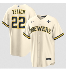 Men Milwaukee Brewers  22 Christian Yelich Cream 2026 World Series Cool Base Stitched Baseball Jersey