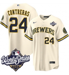 Men Milwaukee Brewers  24 William Contreras Cream 2026 World Series Stitched Baseball Jersey
