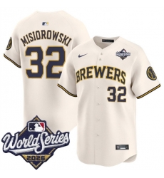 Men Milwaukee Brewers 32 Jacob Misiorowski Cream 2026 World Series Limited Stitched Baseball Jersey Men Milwaukee Brewers 32 Jacob Misiorowski Cream 2026 World Series Limited Stitched Baseball Jersey