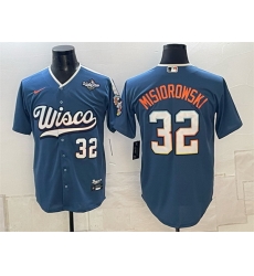 Men Milwaukee Brewers 32 Jacob Misiorowski Mineral Blue 2026 World Series City Connect Stadium Stitched Baseball Jersey Men Milwaukee Brewers 32 Jacob Misiorowski Mineral Blue 2026 World Series City Connect Stadium Stitched Baseball Jersey