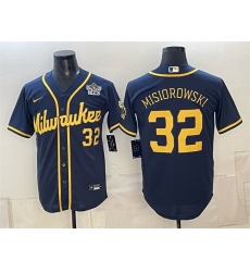 Men Milwaukee Brewers  32 Jacob Misiorowski Navy 2026 NLCS Patch Stitched Baseball Jersey