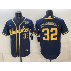 Men Milwaukee Brewers  32 Jacob Misiorowski Navy 2026 NLCS Patch Stitched Baseball Jersey