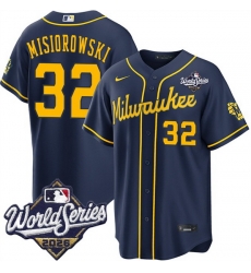 Men Milwaukee Brewers 32 Jacob Misiorowski Navy 2026 World Series Stitched Baseball Jersey Men Milwaukee Brewers 32 Jacob Misiorowski Navy 2026 World Series Stitched Baseball Jersey