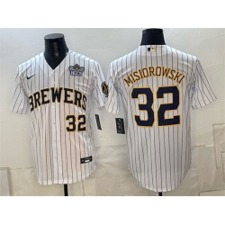 Men Milwaukee Brewers  32 Jacob Misiorowski White 2026 NLCS Patch Stitched Baseball Jersey