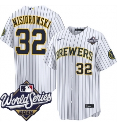 Men Milwaukee Brewers 32 Jacob Misiorowski White 2026 World Series Stitched Baseball Jersey Men Milwaukee Brewers 32 Jacob Misiorowski White 2026 World Series Stitched Baseball Jersey