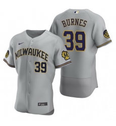 Men Milwaukee Brewers 39 Corbin Burnes Grey Flex Base Stitched MLB jersey