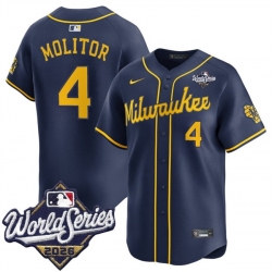 Men Milwaukee Brewers  4 Paul Molitor Navy 2026 World Series Alternate Limited Stitched Baseball Jersey