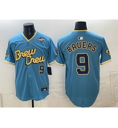 Men Milwaukee Brewers  9 Bob Uecker Powder Blue 2026 World Series City Connect Limited Stitched Baseball Jersey