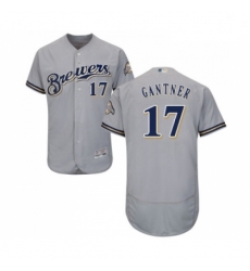 Mens Milwaukee Brewers 17 Jim Gantner Grey Road Flex Base Authentic Collection Baseball Jersey