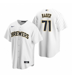 Mens Nike Milwaukee Brewers 71 Josh Hader White Alternate Stitched Baseball Jersey