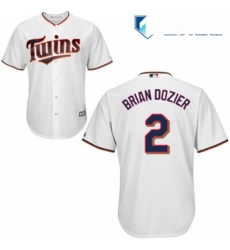 Mens Majestic Minnesota Twins 2 Brian Dozier Replica White Home Cool Base MLB Jersey