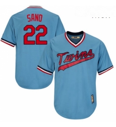 Mens Majestic Minnesota Twins 22 Miguel Sano Replica Light Blue Cooperstown MLB Jersey