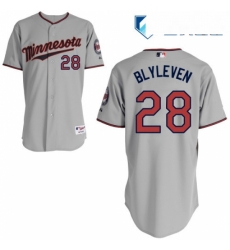 Mens Majestic Minnesota Twins 28 Bert Blyleven Authentic Grey Road Cool Base MLB Jersey