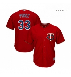 Mens Minnesota Twins 33 Martin Perez Replica Scarlet Alternate Cool Base Baseball Jersey 