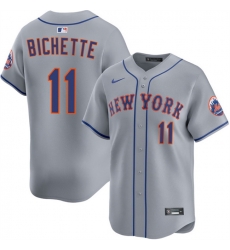 Men New York Mets 11 Bo Bichette 2026 Grey Limited Stitched Baseball Jersey Men New York Mets 11 Bo Bichette 2026 Grey Limited Stitched Baseball Jersey