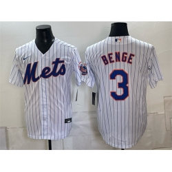 Men New York Mets  3 Carson Benge White Cool Base Stitched Baseball Jersey