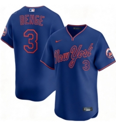 Men New York Mets Nike Carson Benge #3 Blue Home Stitched Player Jersey