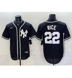 Men New York Yankees 22 Ben Rice 2026 Fashion Replica Black Out Stitched Baseball Jersey Men New York Yankees 22 Ben Rice 2026 Fashion Replica Black Out Stitched Baseball Jersey