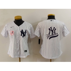 Women New York Yankees White Team Big Logo Cool Base Stitched Jersey