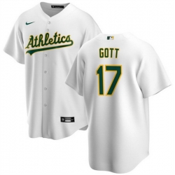 Men Oakland Athletics 17 Trevor Gott White Cool Base Stitched Jersey