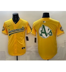 Men Oakland Athletics Team Big Logo 2026 Yellow Alternate Sacramento Celebrating 125 Years Vapor Limited Stitched Baseball Jerseys 002