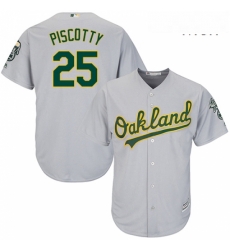 Mens Majestic Oakland Athletics 25 Stephen Piscotty Replica Grey Road Cool Base MLB Jersey 