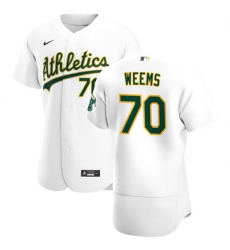 Oakland Athletics 70 Jordan Weems Men Nike White Home 2020 Authentic Player MLB Jersey