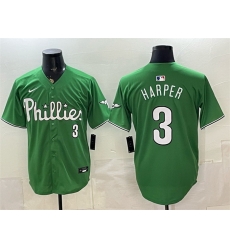 Men Philadelphia Phillies 3 Bryce Harper Green Limited Stitched Jersey Men Philadelphia Phillies 3 Bryce Harper Green Limited Stitched Jersey