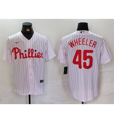 Men Philadelphia Phillies 45 Zack Wheeler White Cool Base Stitched Jersey