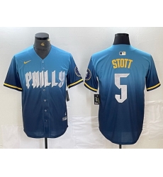 Men Philadelphia Phillies 5 Bryson Stott Blue 2024 City Connect Limited Stitched Jersey