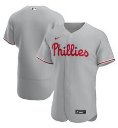 Men Philadelphia Phillies Men Nike Gray Road 2020 Flex Base Official Team MLB Jersey