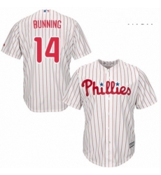 Mens Majestic Philadelphia Phillies 14 Jim Bunning Replica WhiteRed Strip Home Cool Base MLB Jersey 