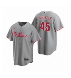 Mens Nike Philadelphia Phillies 45 Zack Wheeler Gray Road Stitched Baseball Jersey