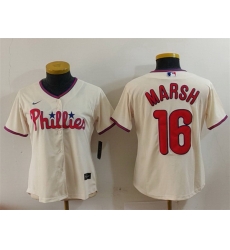 Women Philadelphia Phillies 16 Brandon Marsh Cream Cool Base Stitched Baseball Jersey