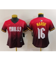 Women Philadelphia Phillies 16 Brandon Marsh Red 2024 City Connect Limited Stitched Baseball Jersey