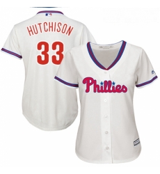 Womens Majestic Philadelphia Phillies 33 Drew Hutchison Replica Cream Alternate Cool Base MLB Jersey 