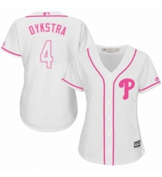 Womens Majestic Philadelphia Phillies 4 Lenny Dykstra Replica White Fashion Cool Base MLB Jersey 