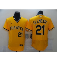 Men Nike Pittsburgh Pirates Roberto Clemente 21 Gold Flex Base Authentic Collection MLB Jersey