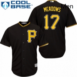 Mens Majestic Pittsburgh Pirates 17 Austin Meadows Replica Black Alternate Cool Base MLB Jersey 