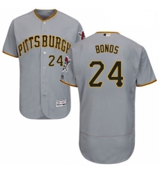 Mens Majestic Pittsburgh Pirates 24 Barry Bonds Grey Road Flex Base Authentic Collection MLB Jersey