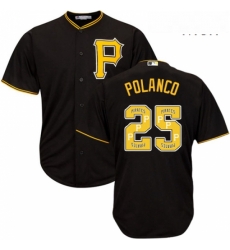 Mens Majestic Pittsburgh Pirates 25 Gregory Polanco Authentic Black Team Logo Fashion Cool Base MLB Jersey