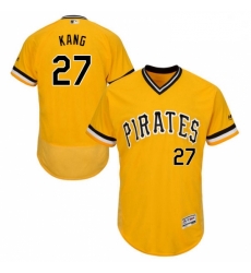 Mens Majestic Pittsburgh Pirates 27 Jung ho Kang Gold Alternate Flex Base Authentic Collection MLB Jersey