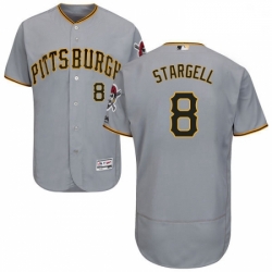 Mens Majestic Pittsburgh Pirates 8 Willie Stargell Grey Road Flex Base Authentic Collection MLB Jersey