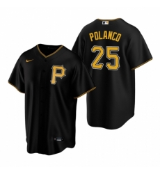 Mens Nike Pittsburgh Pirates 25 Gregory Polanco Black Alternate Stitched Baseball Jerse