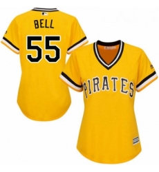 Womens Majestic Pittsburgh Pirates 55 Josh Bell Authentic Gold Alternate Cool Base MLB Jersey 