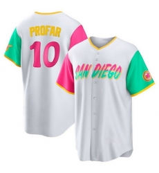 Men San Diego Padres 10 Jurickson Profar 2022 White City Connect Cool Base Stitched Jersey