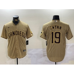 Men San Diego Padres  19 Tony Gwynn Tan Cool Base Stitched Baseball Jersey