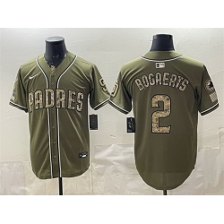 Men San Diego Padres  2 Xander Bogaerts Olive 2026 Armed Forces Day Stitched Baseball Jersey
