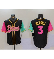 Men San Diego Padres 3 Jackson Merrill Black Cool Base Stitched Baseball Jersey 9